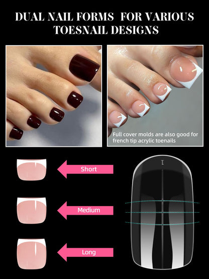 Close up of 15 sizes of reusable toe nail extension molds