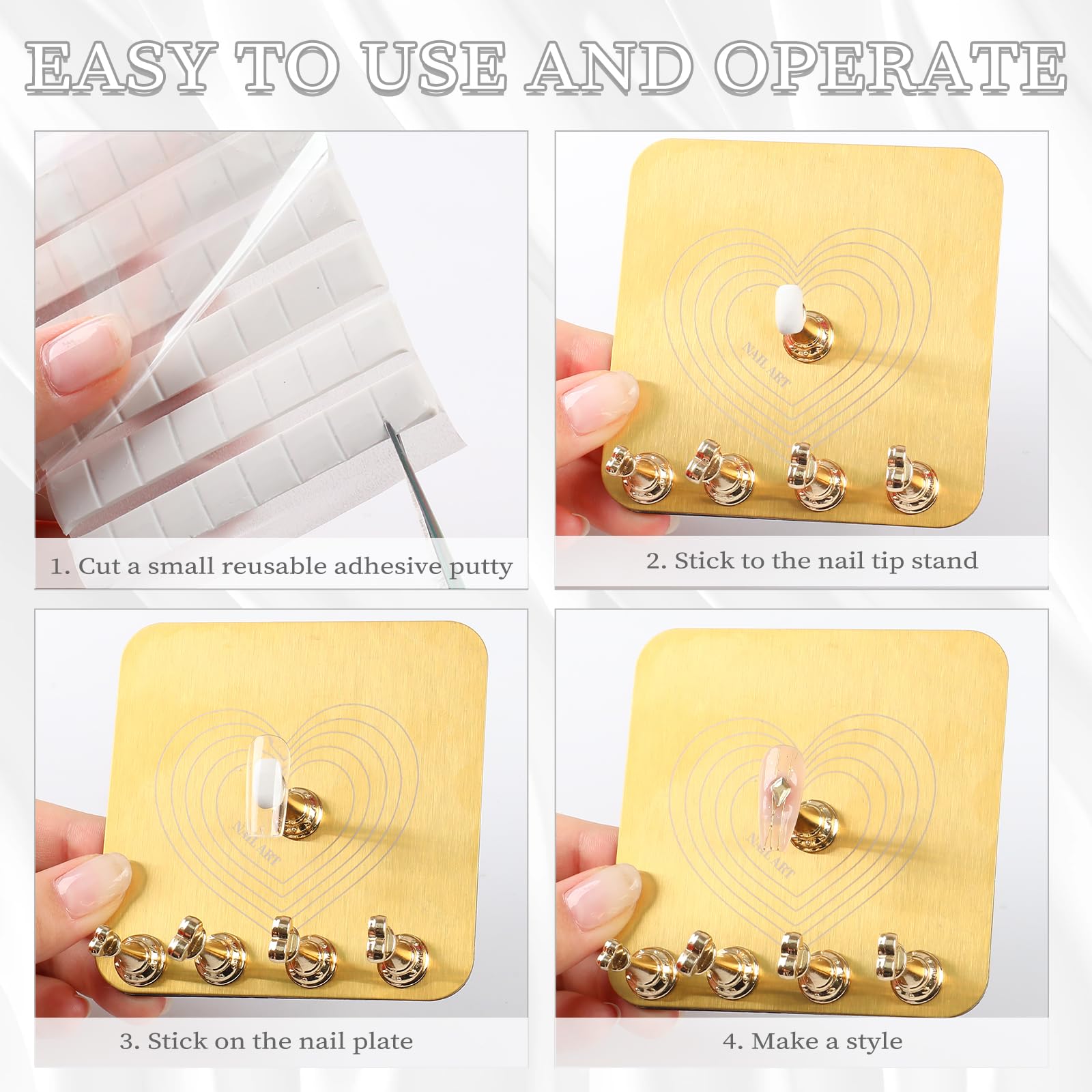Close up of heart shaped magnetic nail tips holder