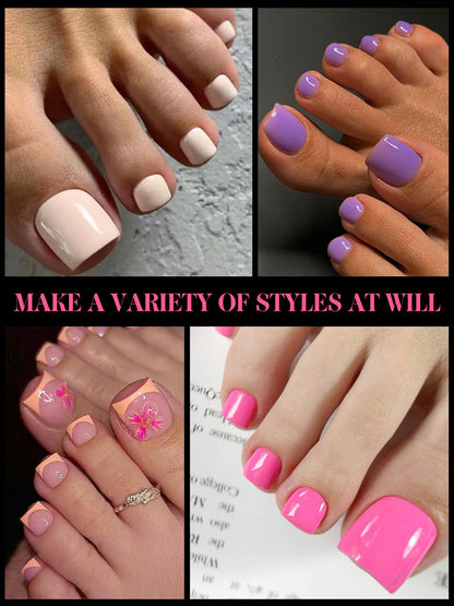 Professional pedicure setup using poly gel extension forms