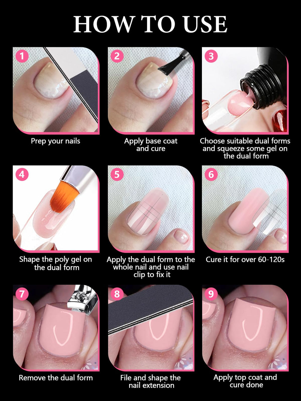 Complete kit overview for home DIY nail extensions
