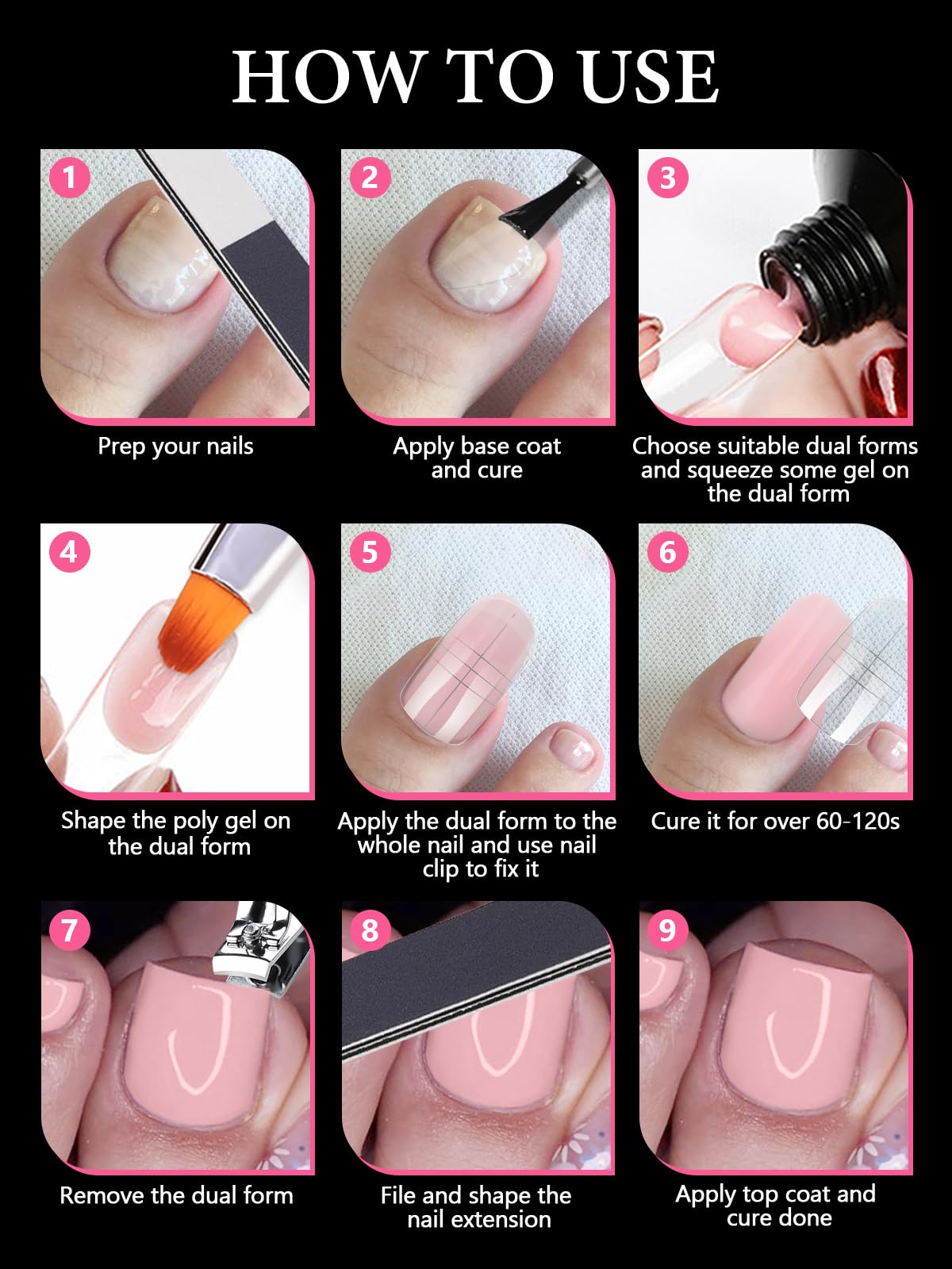 Complete kit overview for home DIY nail extensions