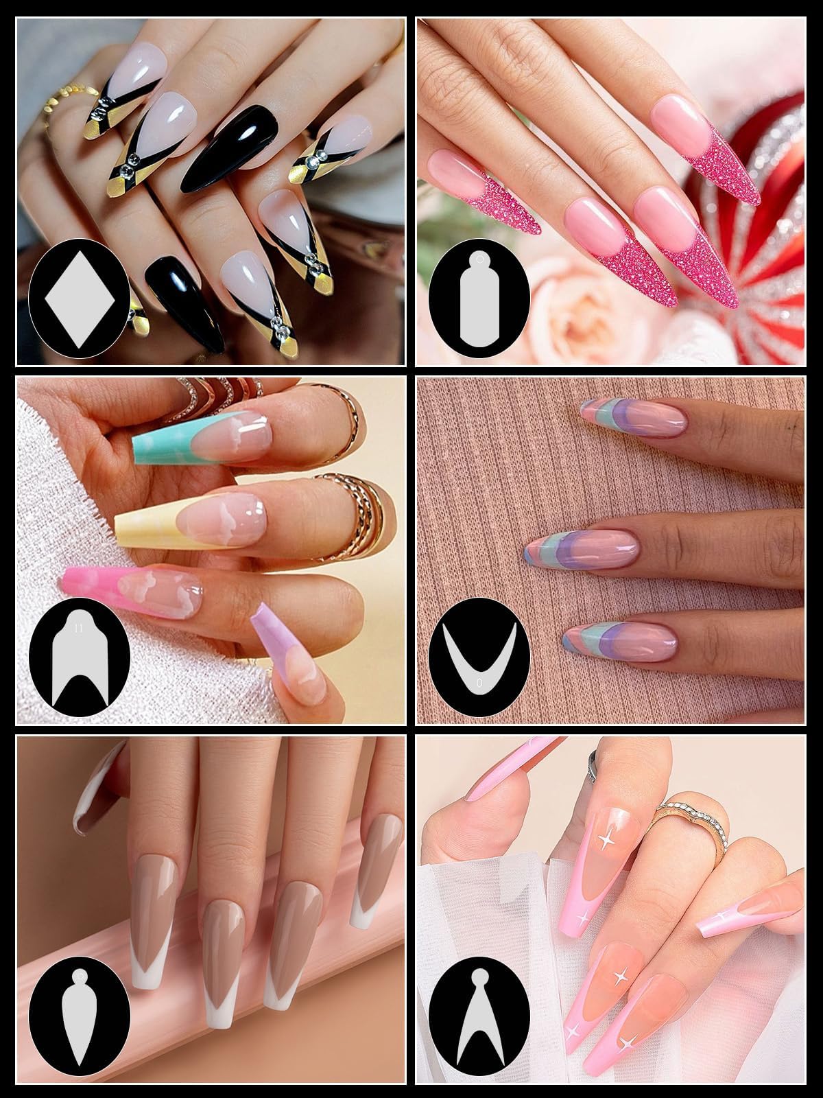 Close up of clear plastic dual nail forms with measurement grid