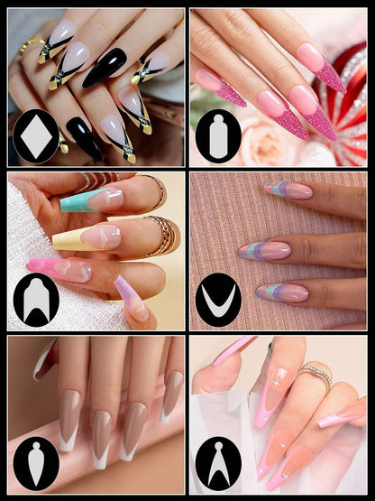 Close up of clear plastic dual nail forms with measurement grid