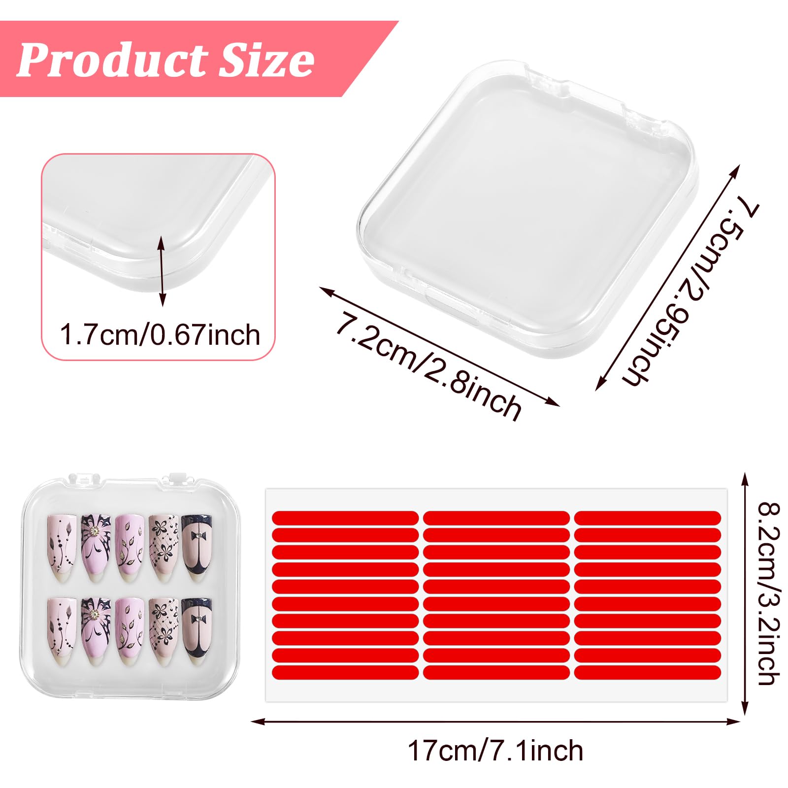 Close up of transparent nail storage container with press on nails