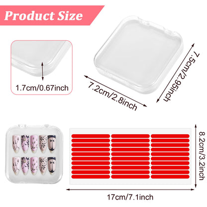 Close up of transparent nail storage container with press on nails