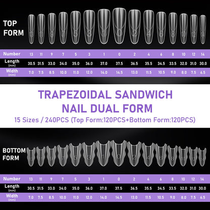 Torokom sandwich dual nail forms with 15 different sizes