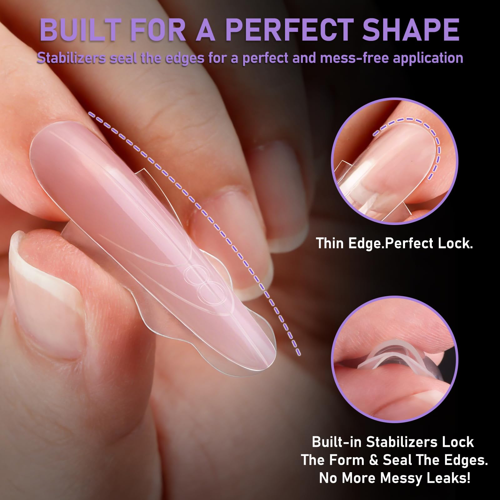 Reusable plastic dual nail molds for poly gel extension