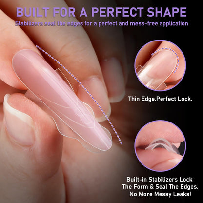 Reusable plastic dual nail molds for poly gel extension
