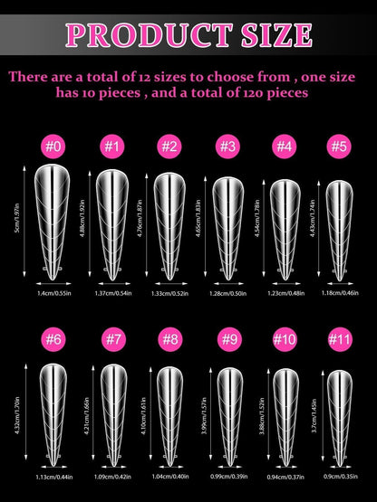 Side view of Ebanku stiletto structure nail tips