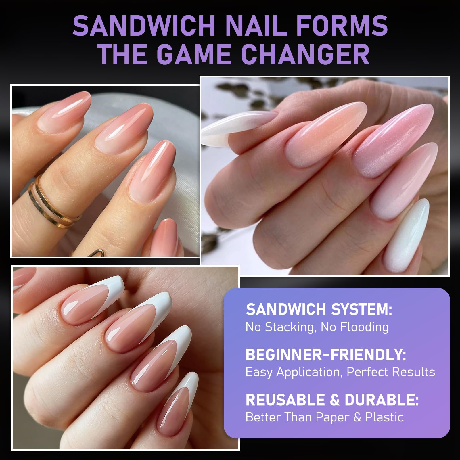 Applying builder gel with Torokom sandwich nail forms