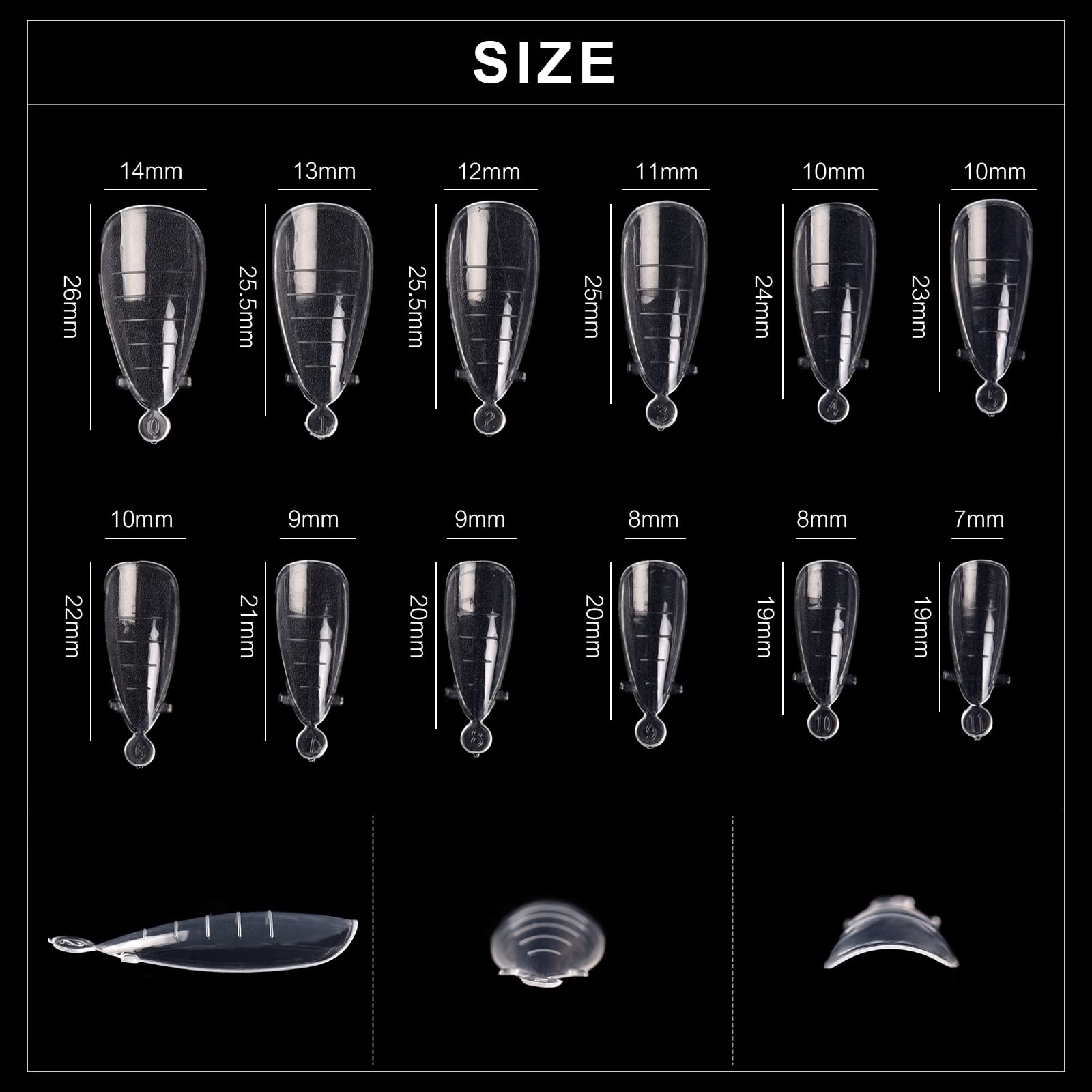 Top view of 120 pieces nail builder molds in packaging