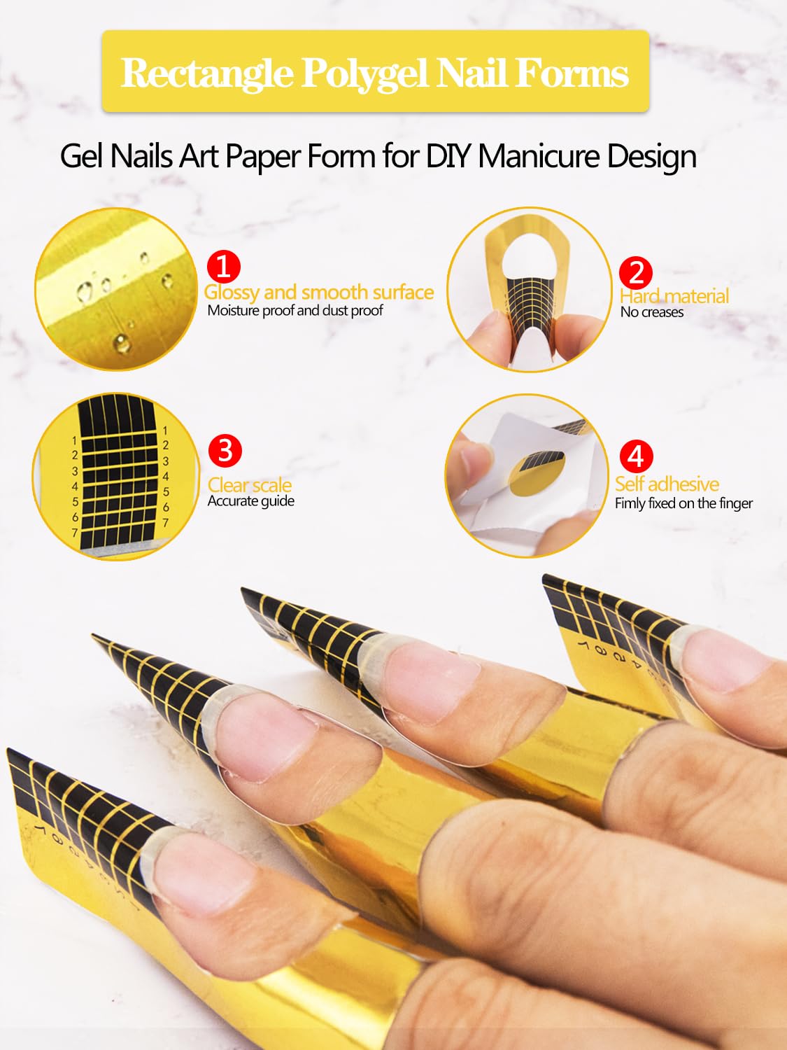 Close up of Ketsicart nail form guide stickers with numbered grid lines