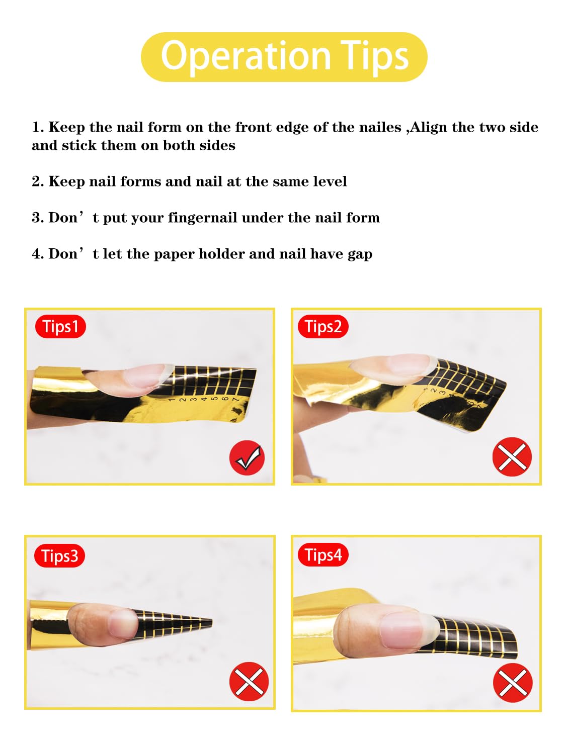Self-adhesive rectangle nail art paper forms for builder gel application