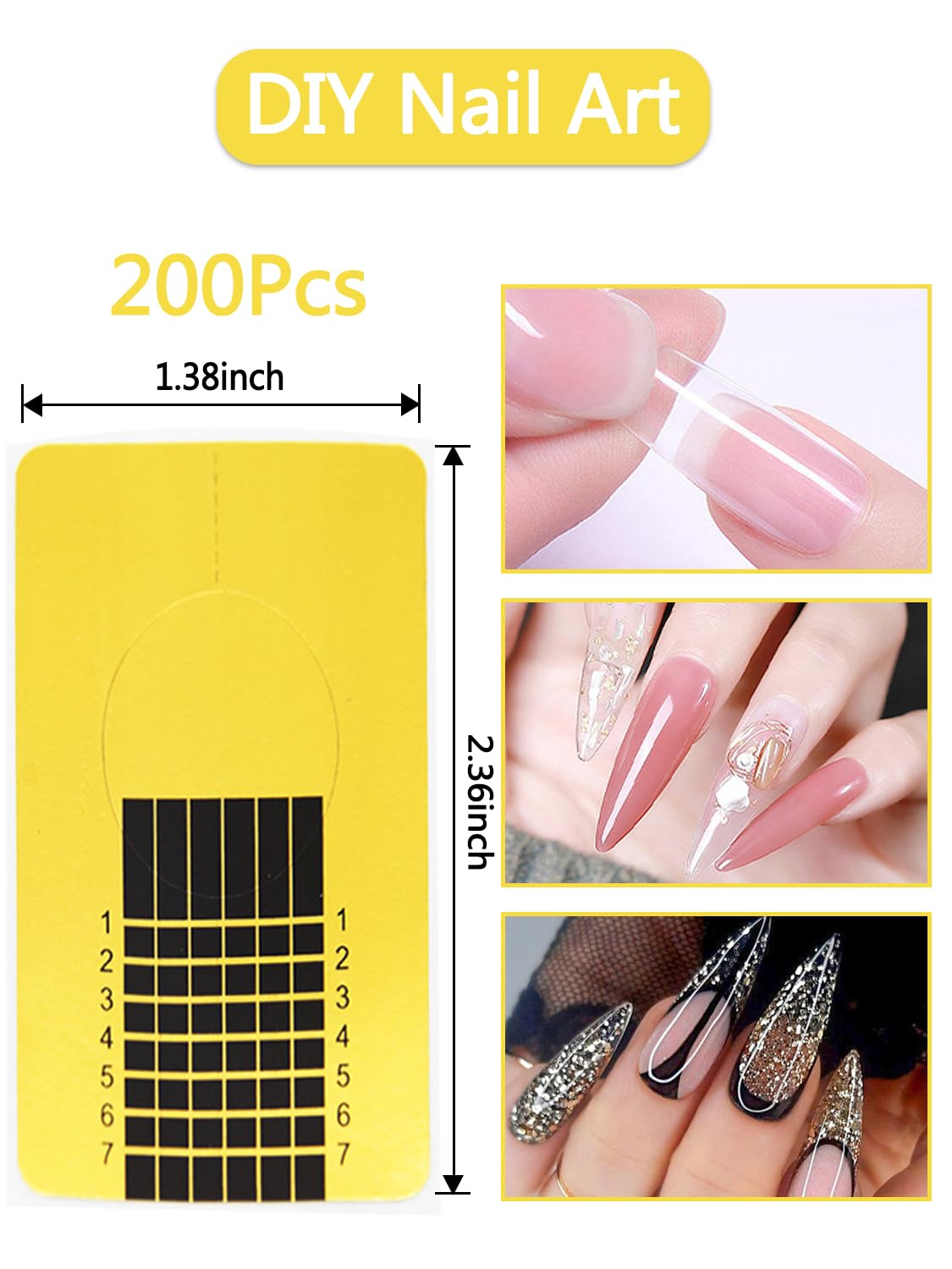 Top view of Ketsicart nail forms showing the adhesive backing and scale markings