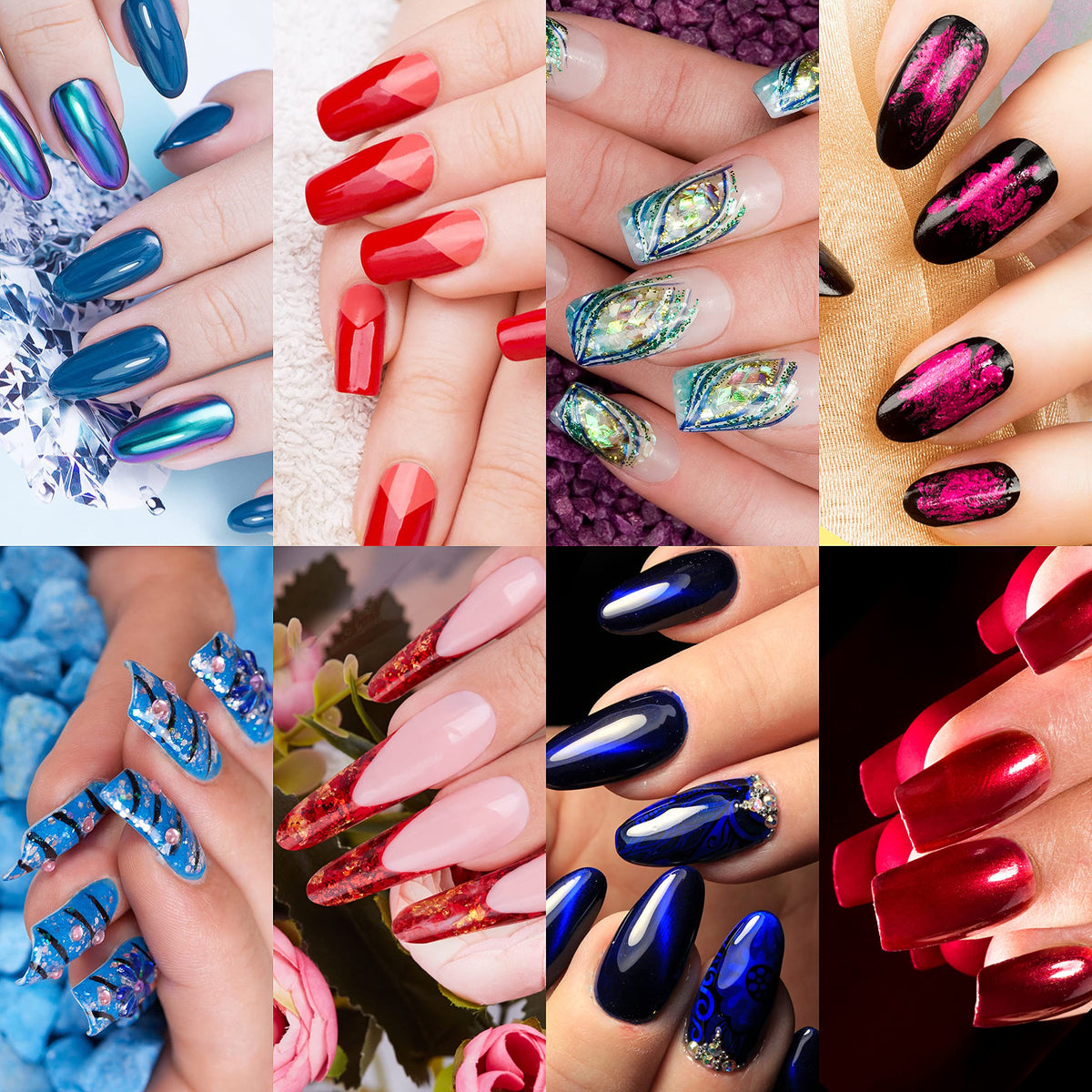 Complete set of Subay nail forms ready for acrylic application