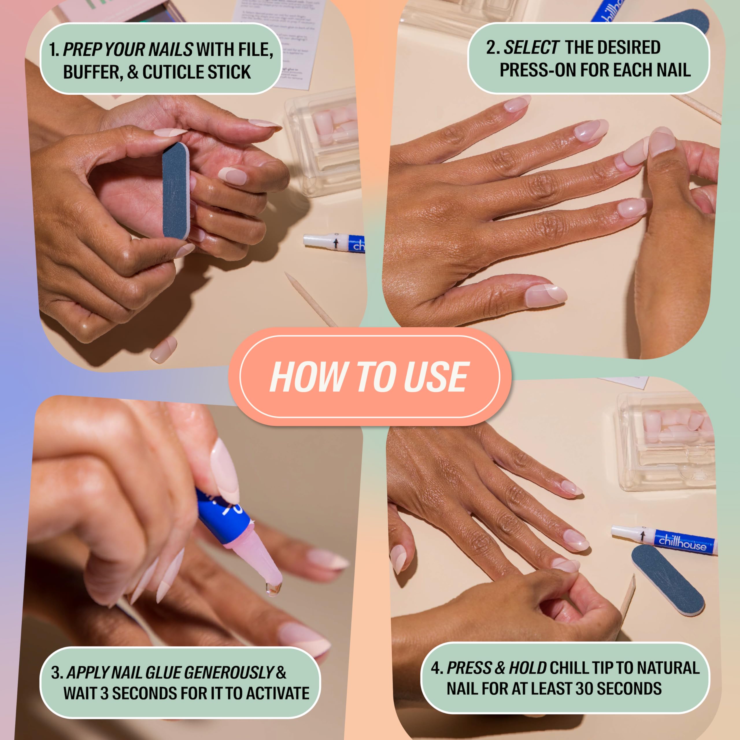 View of 30 different nail sizes in Chillhouse kit