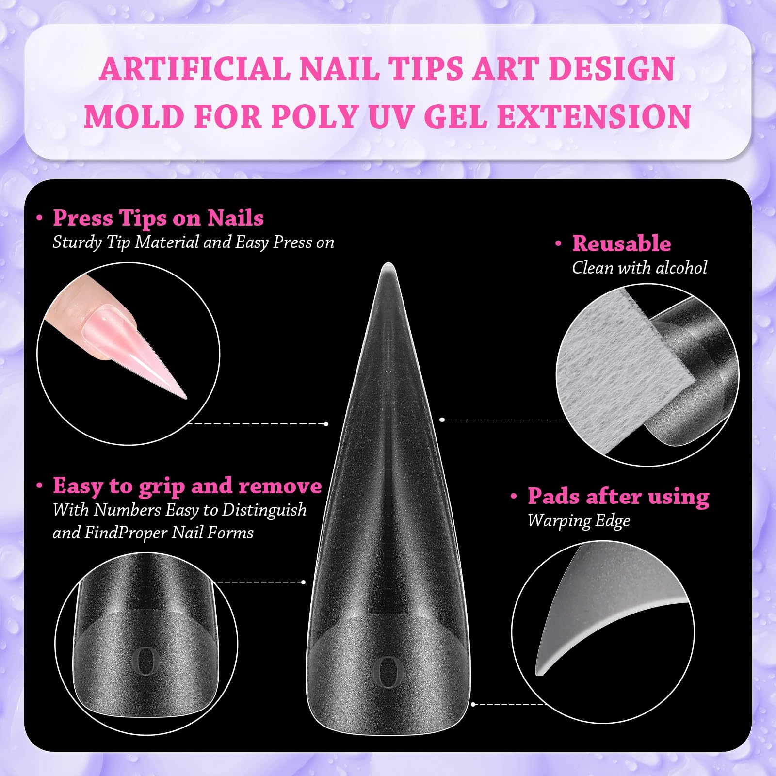 Various sizes of Outopen coffin shape nail extension molds
