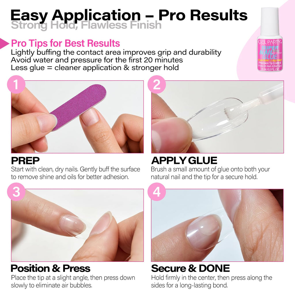 Side profile view of 8 milliliters Gel Party nail glue bottle
