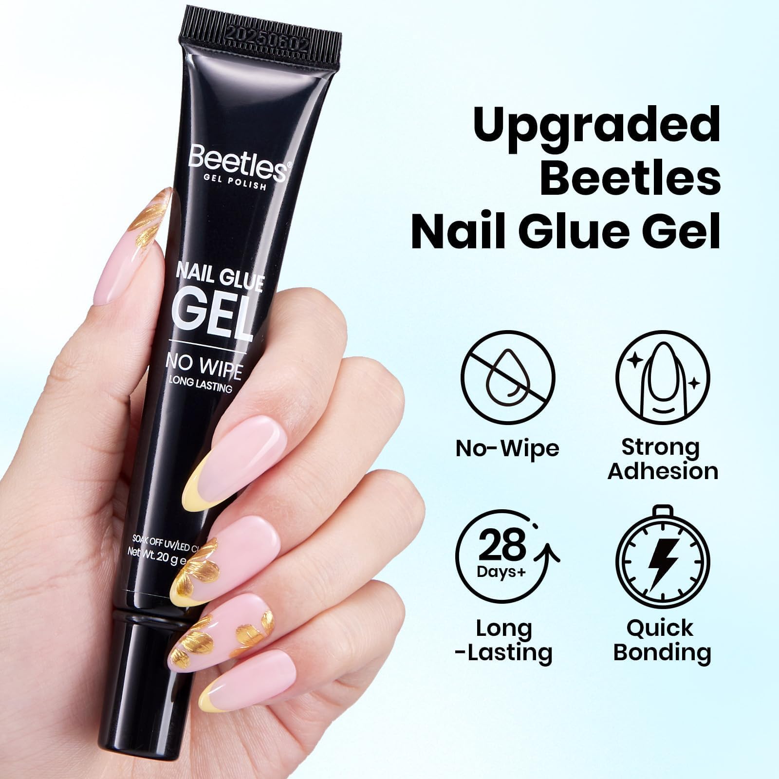 Beetles 20 gram nail glue bottles side by side