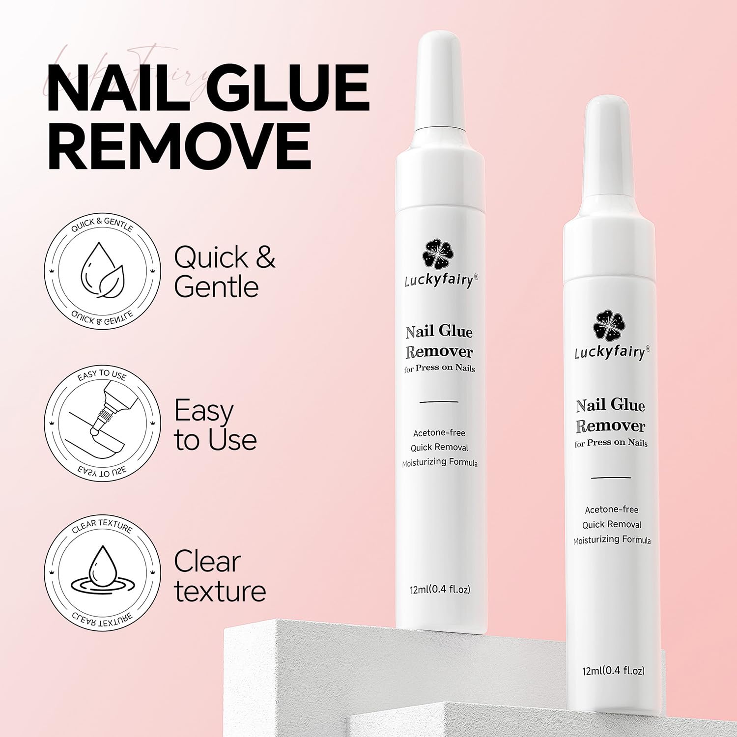 Two bottles of nail glue remover for acrylic nails