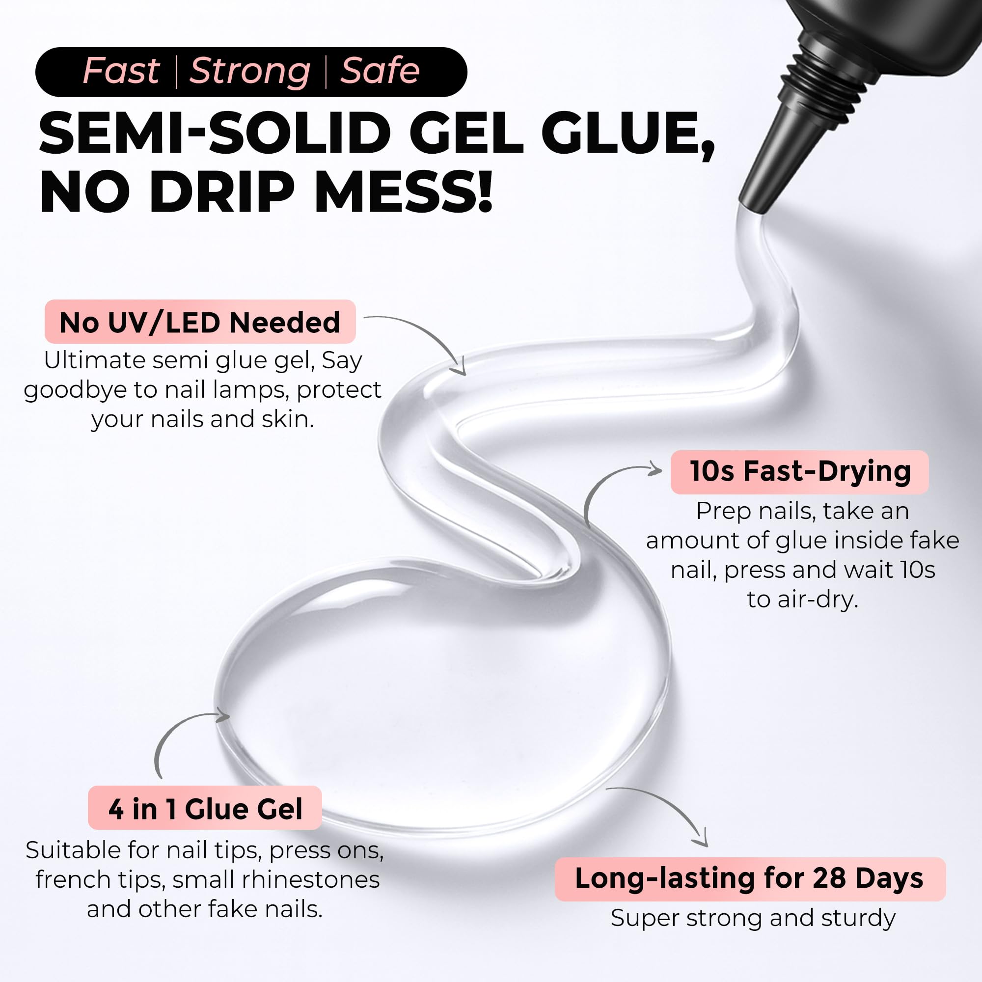 Close up of Curvlife semi solid gel nail glue texture