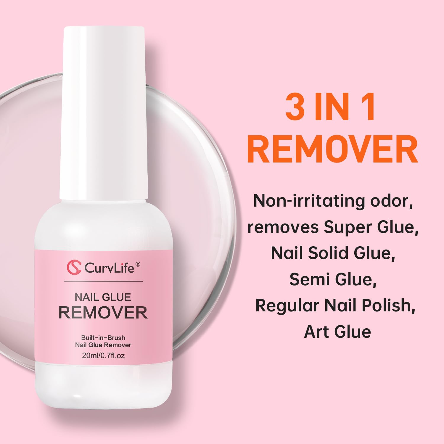 Curvlife nail glue remover with included cuticle pusher tool