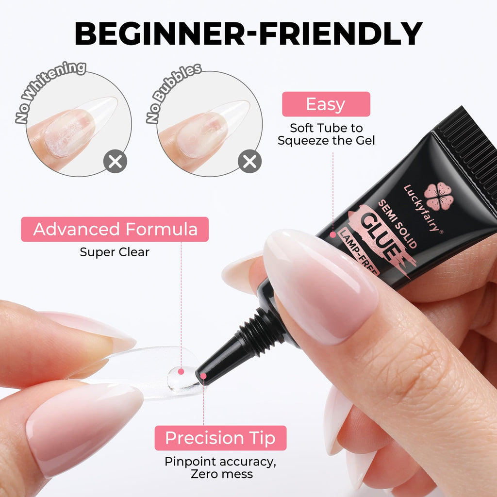 Luckyfairy semi solid adhesive for acrylic nails