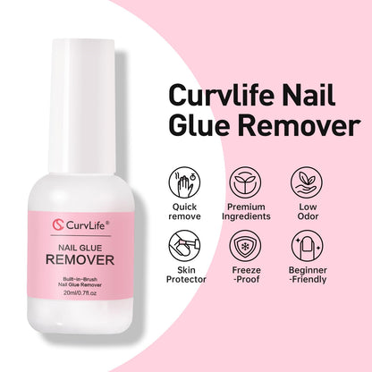 Detailed view of Curvlife 20ml nail glue remover packaging