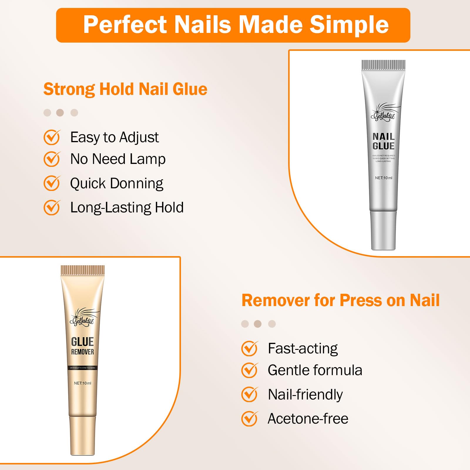Fast drying nail glue for fake nails packaging