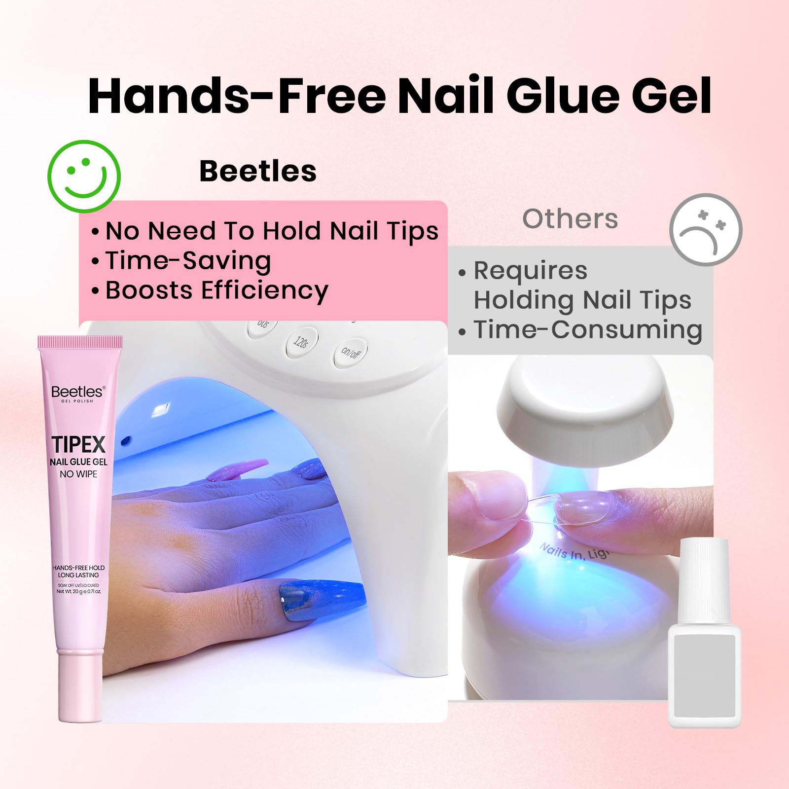 Step-by-step guide for using Tipex nail glue with tips