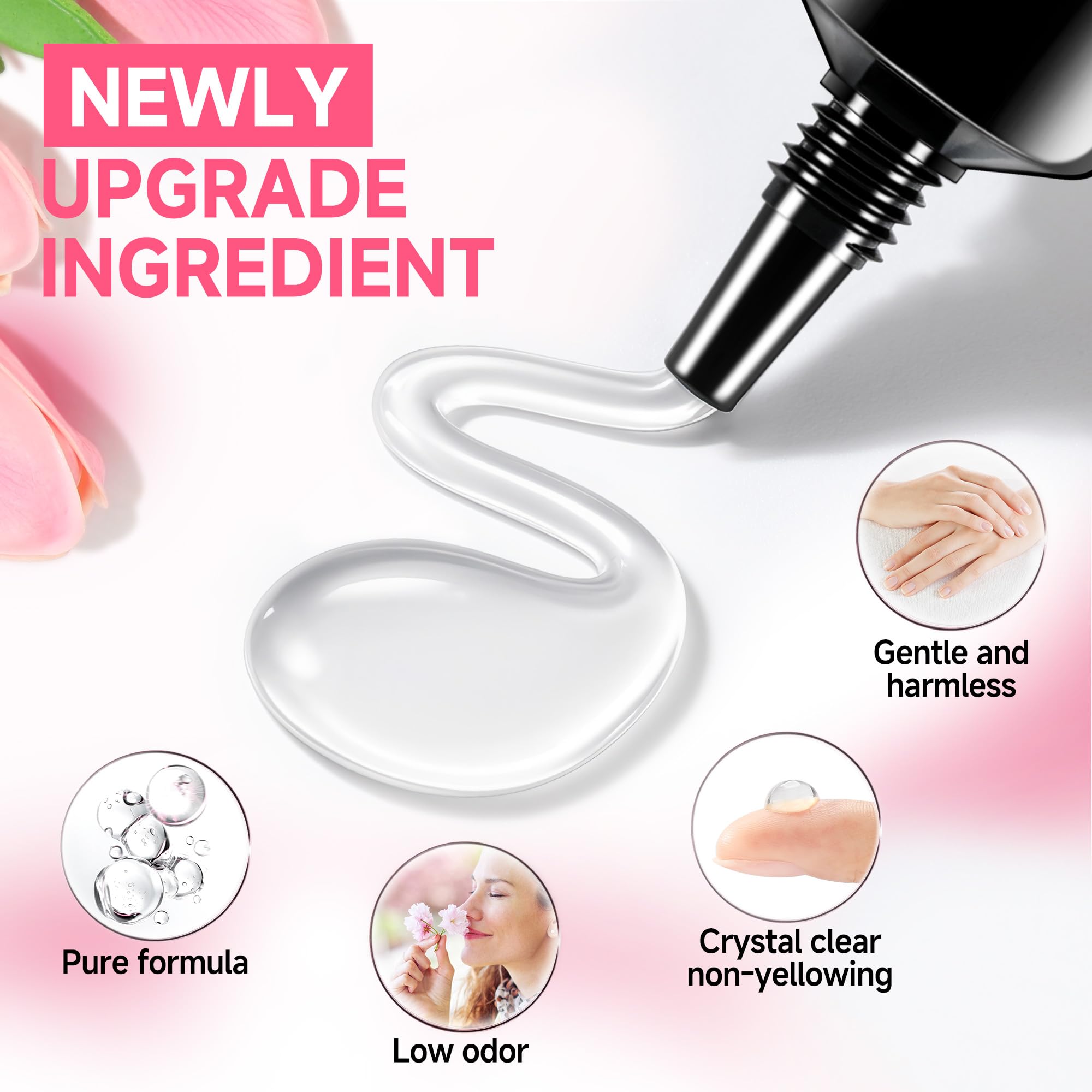 Una Gella kit showing air-dry glue application process