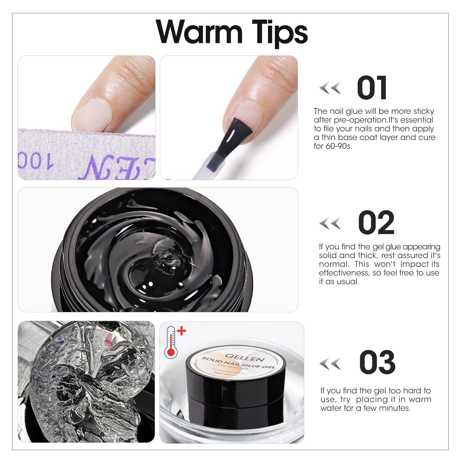 Close up of Gellen solid resin nail glue texture