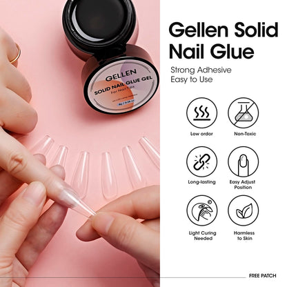 Applying press on nails using Gellen solid glue gel
