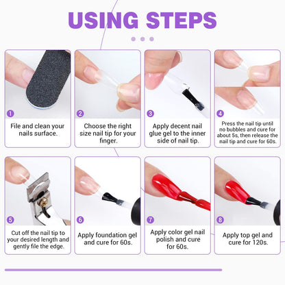 Components of Saviland DIY manicure extension set