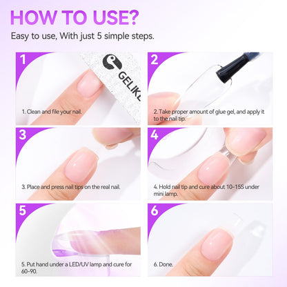Instructions for Gelike Ec UV nail glue application