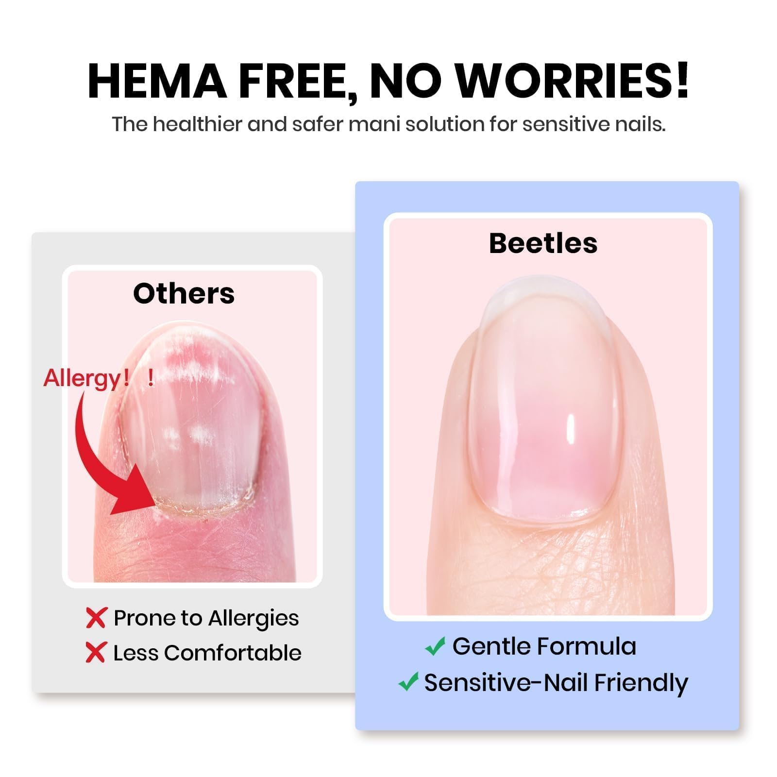 Beetles gel nail glue and no-wipe top coat bottles