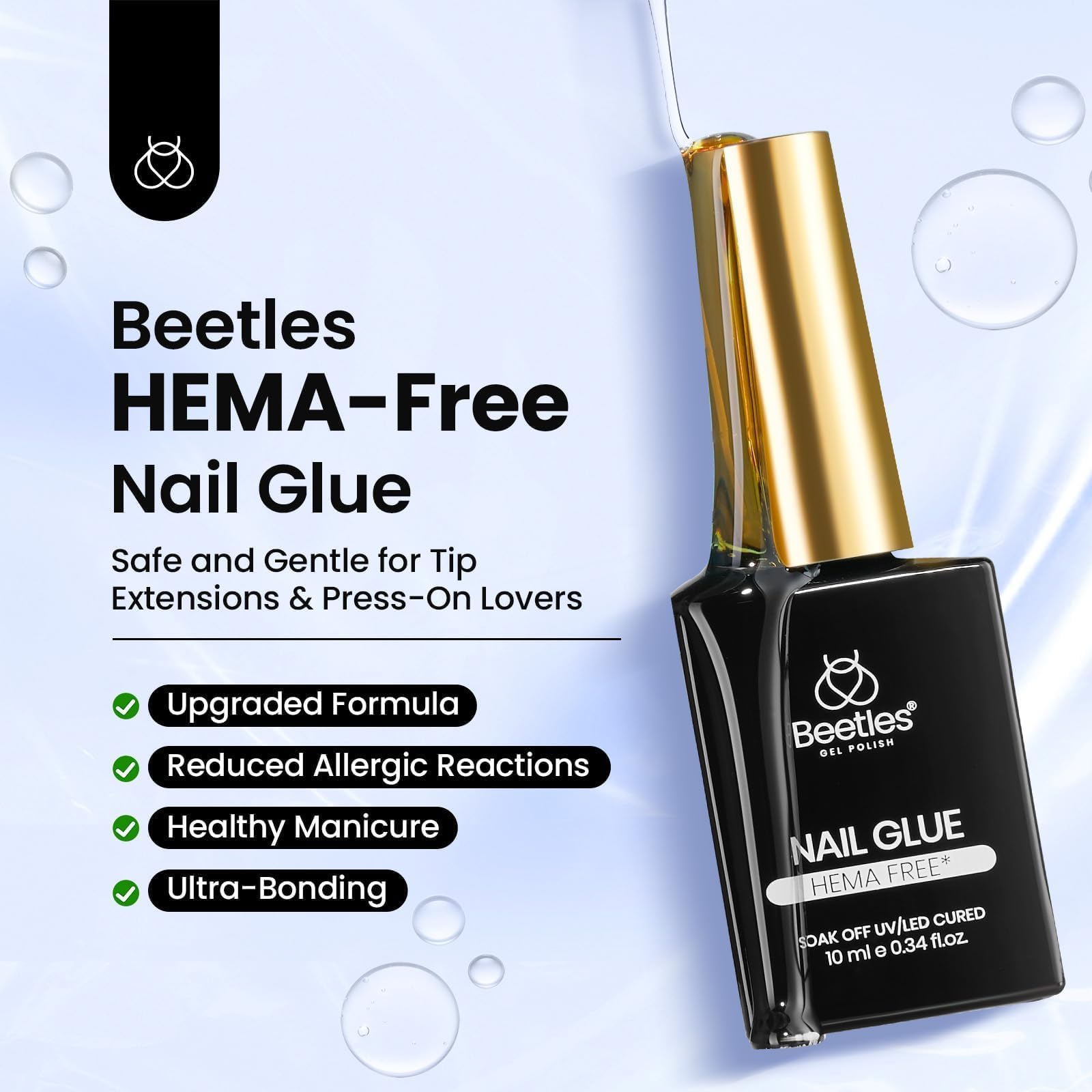Beetles nail glue gel brush applicator detail