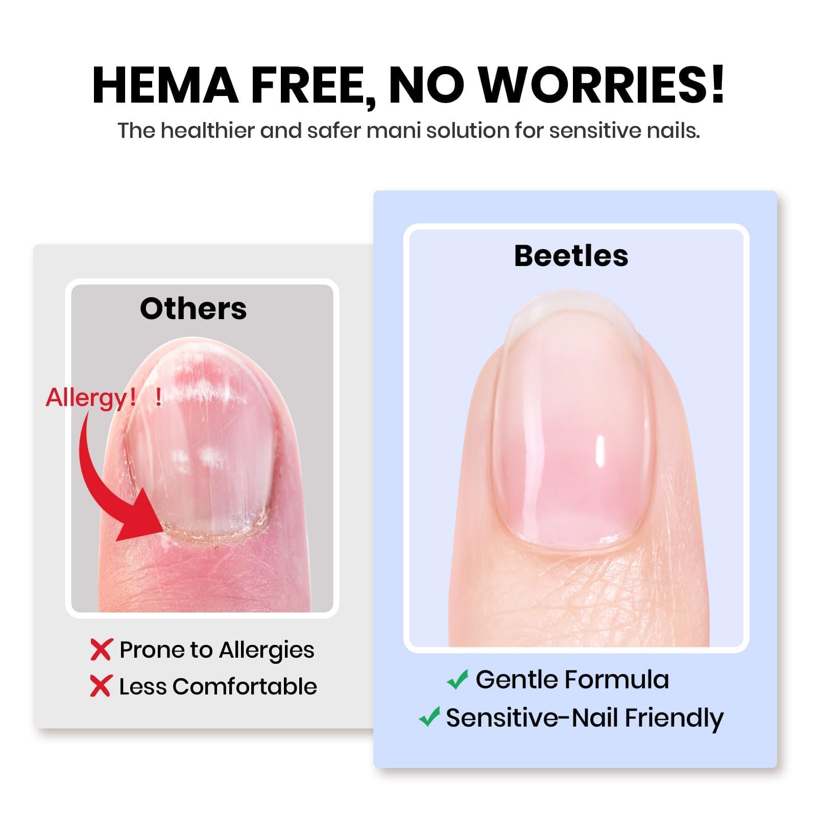 Beetles HEMA-free nail glue bottle packaging