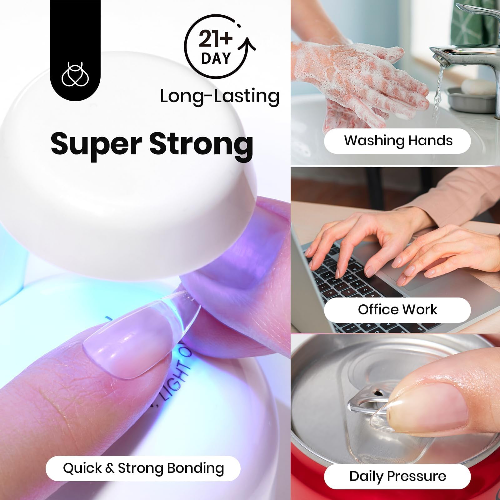 Applying Beetles glue gel to press-on nail tips