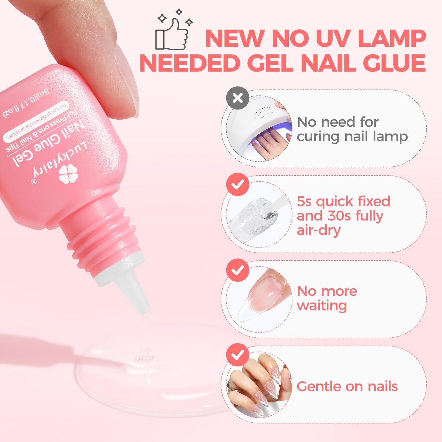Three bottles of Luckyfairy air-curing nail glue set