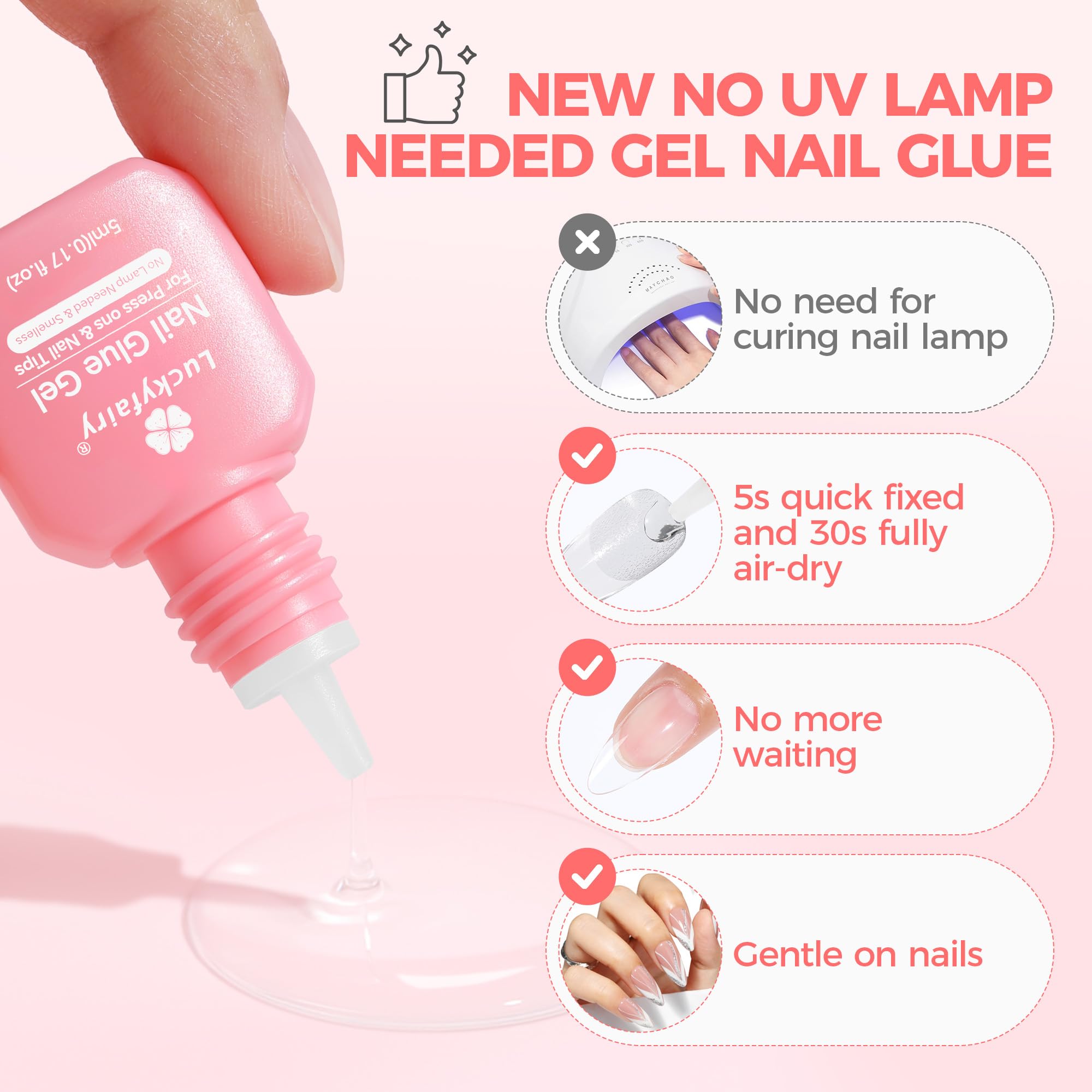 Three bottles of Luckyfairy air-curing nail glue set