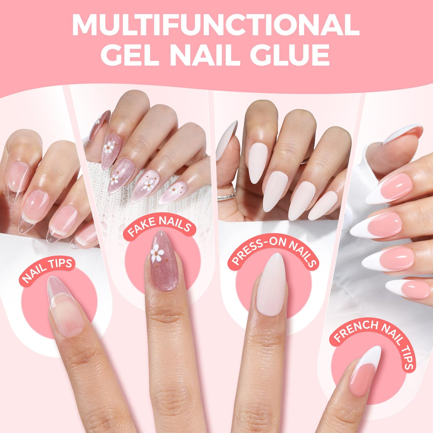 Applying Luckyfairy gel glue to acrylic nail tips