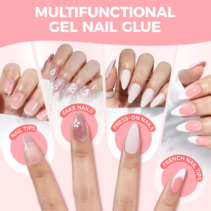 Applying Luckyfairy gel glue to acrylic nail tips