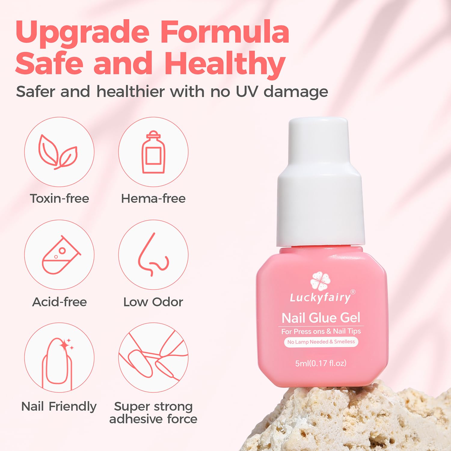Luckyfairy professional strength nail adhesive packaging