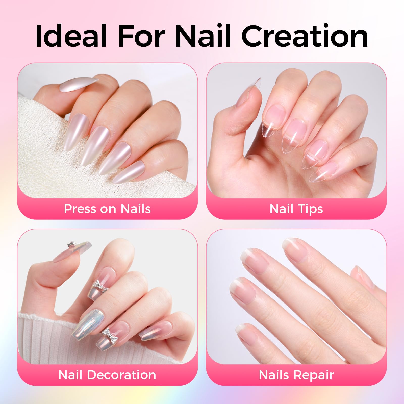 Applying Gellaktik long lasting glue on press on nail tips