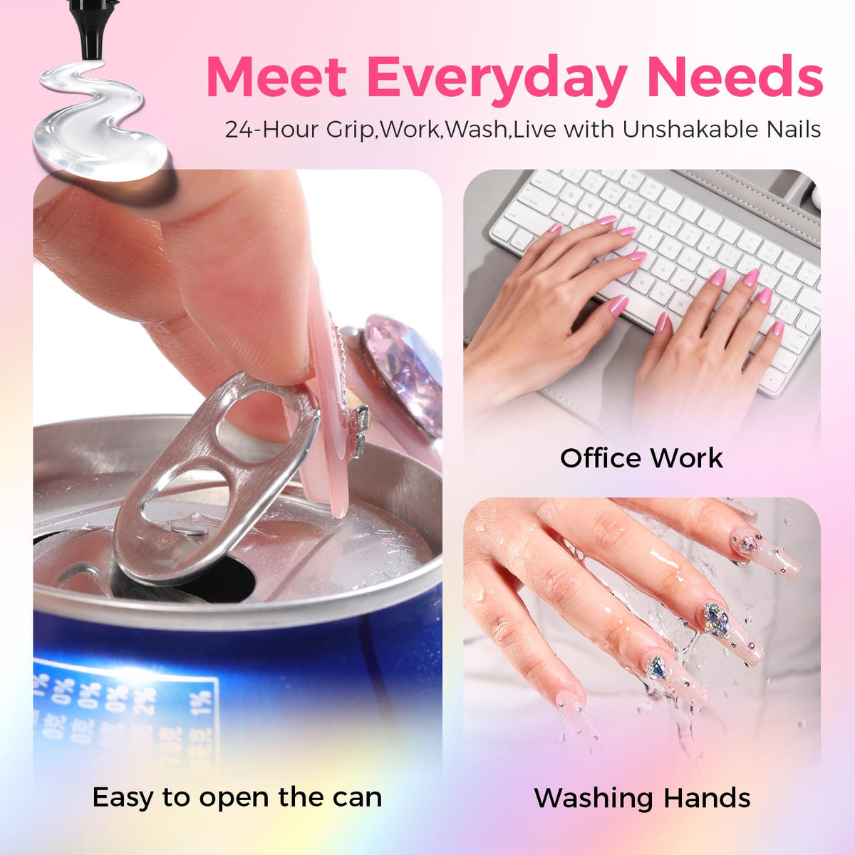 Semi solid texture showcase of Gellaktik nail glue gel