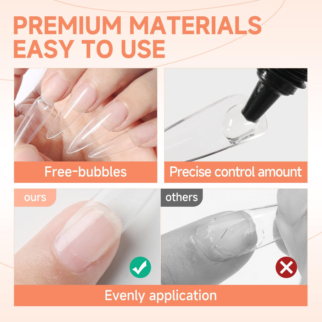 Una Gella nail glue gel application on press on tips