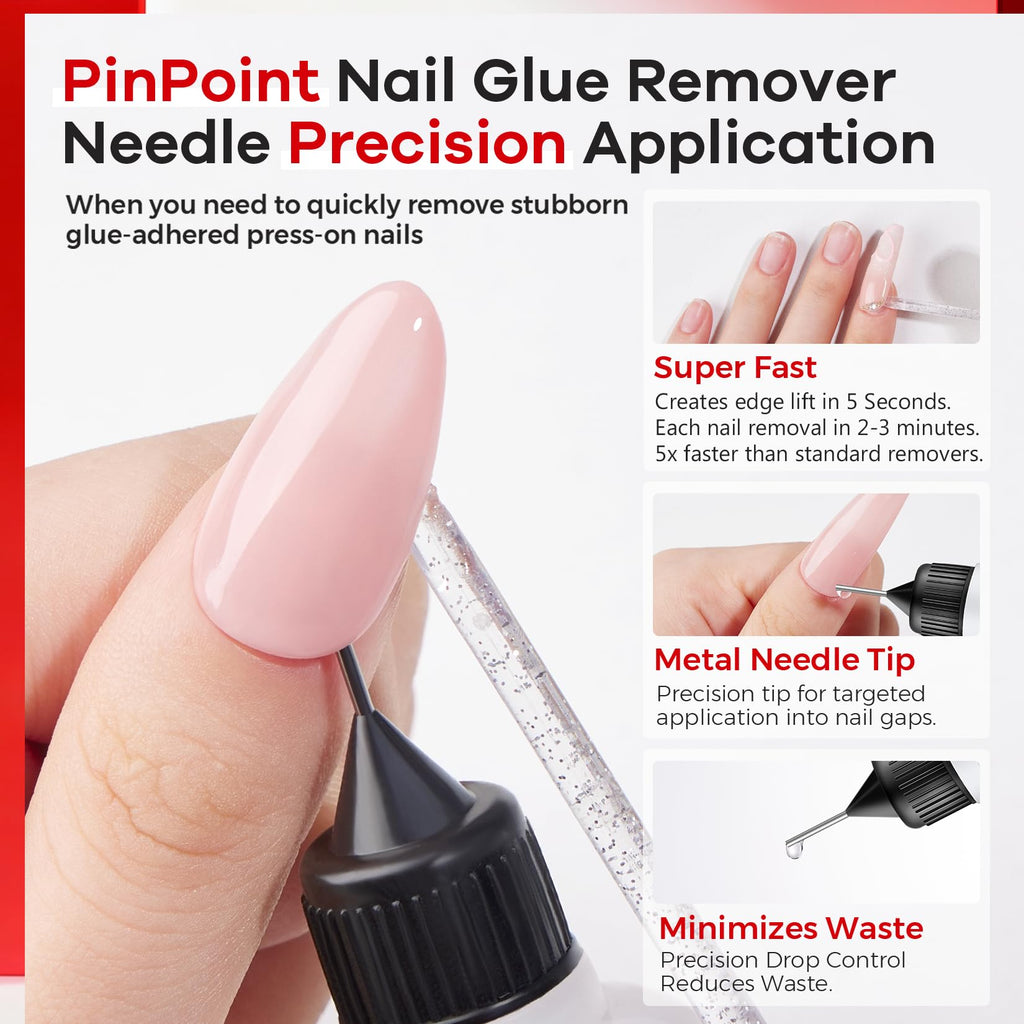 Glamonade nail glue remover bottle showing the precision needle tip design