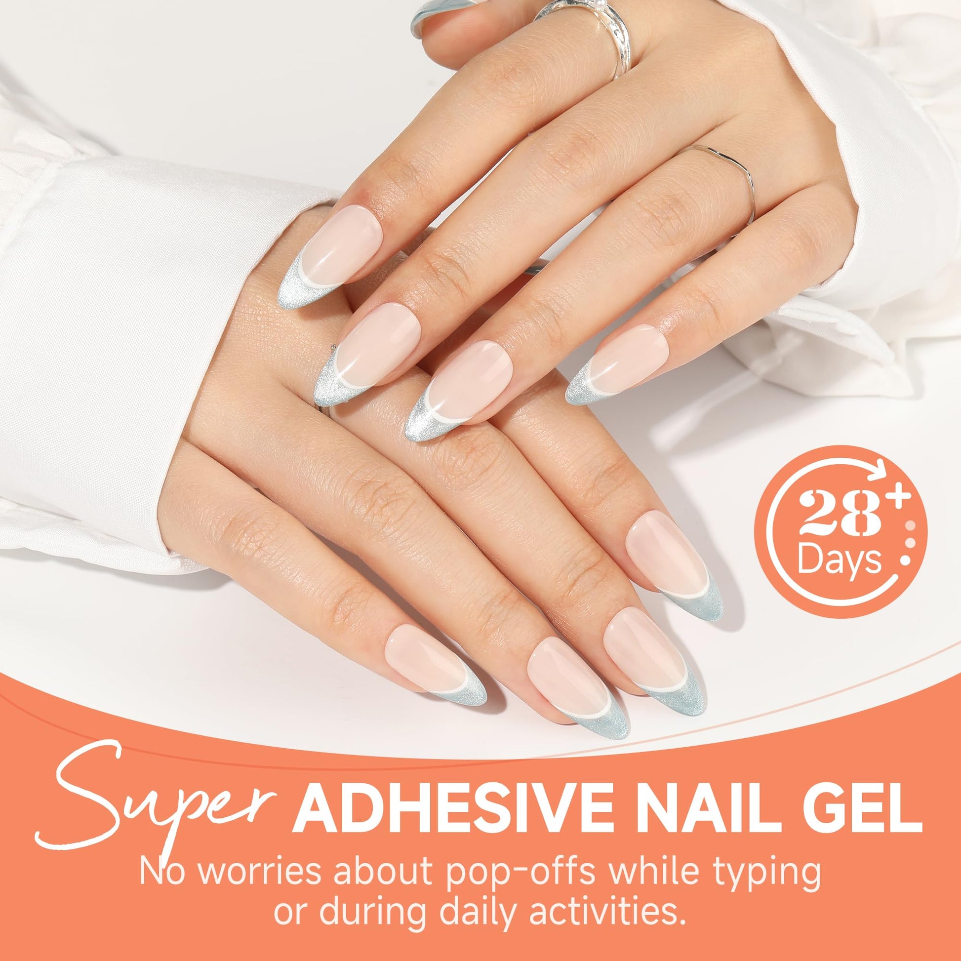 Finished manicure using Una Gella UV nail glue