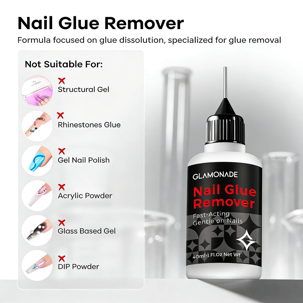 Glamonade press on nail adhesive remover shown from a side angle